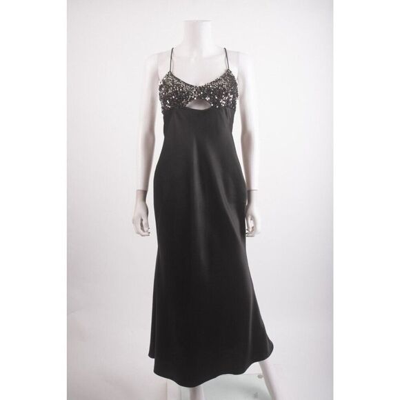 Zara Festive Day Womens Slip Dress Black Sequined Size M Midi 8741/269 NWT - Picture 1 of 6